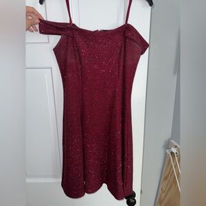 Betsy & Adam Sparkling Red Long Sleeve Dress
